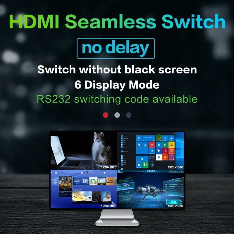 Switcher Hdmi Seamless Con Multiview Rs232 Hdmi 4X1 1080P 4 Schermo Multi Viewer Convertitore Video Divisore Splitter In Tempo Reale