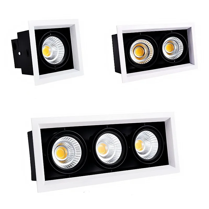 Recessed led Light Bean gall Light double-headed spot Light Adjustable COB Grille three-headed down Light 10W20W30W Ceiling ligh