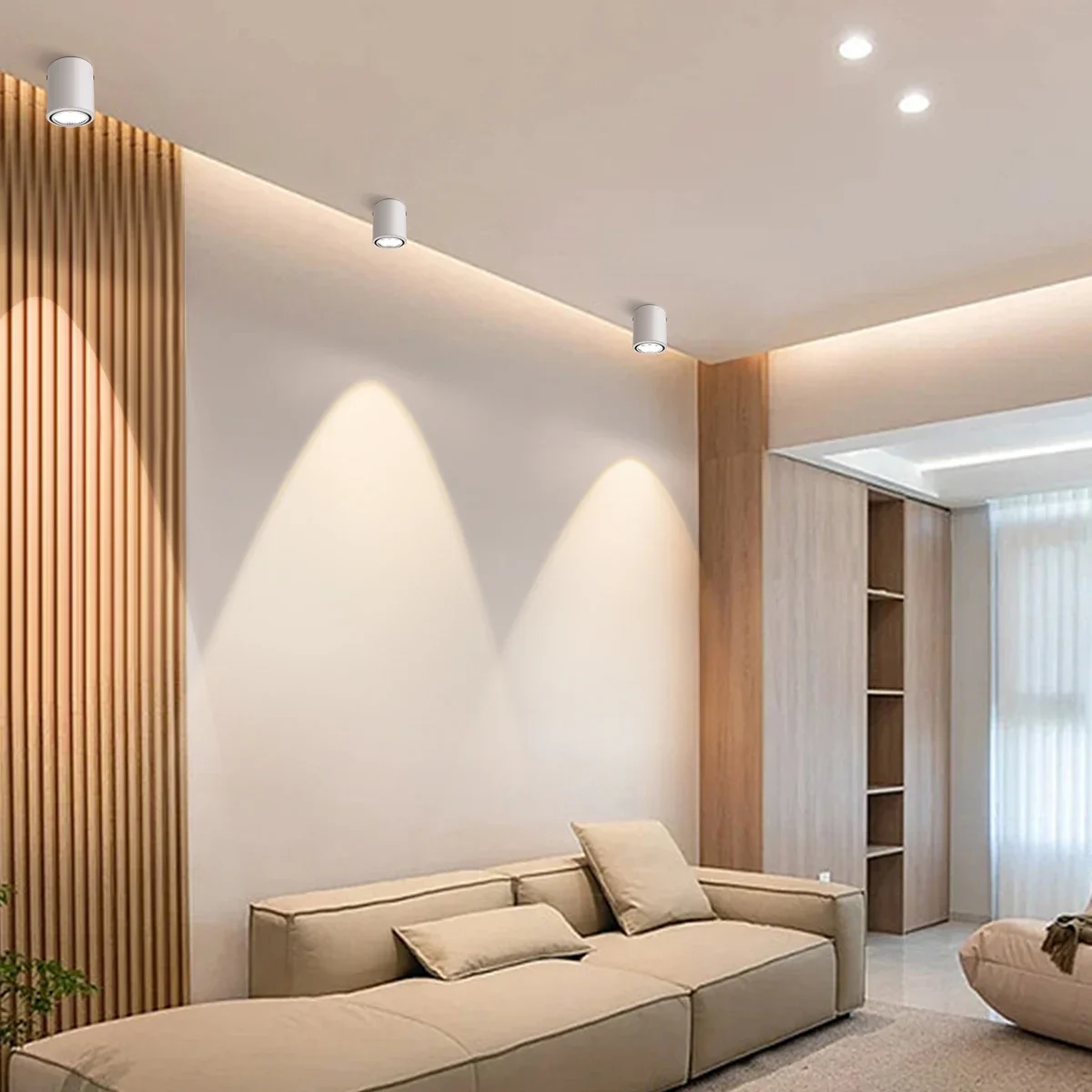 Surface-Mounted Spotlight 30-Degree Angle Adjustable COB LED Ceiling Light Lamp Aluminum Shell Downlight
