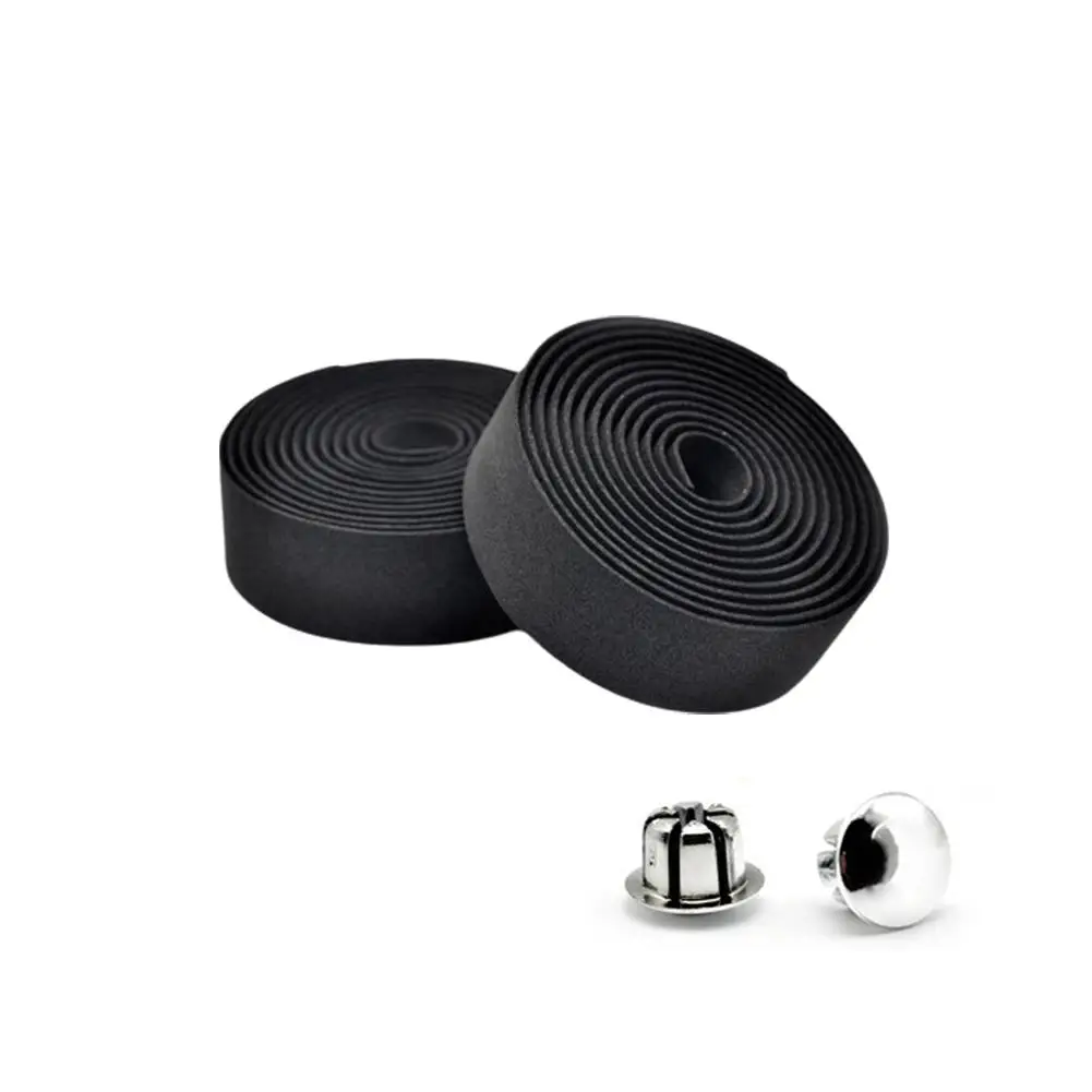 1 Pair Bicycle Handlebar Tape Damping Anti-slip Wraps Bar With Plugs Cycling Tape Fishing Rod Belt Handle End Bar W2l4