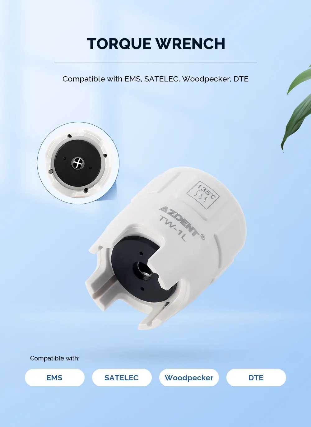 AZDENT Dental Ultraschall-Scaler-Spitzen Drehmomentschlüssel Passend für EMS Satelec Woodpecker DTE KAVO Sirona Autoklavierbarer Spitzenhalter – Detail 1