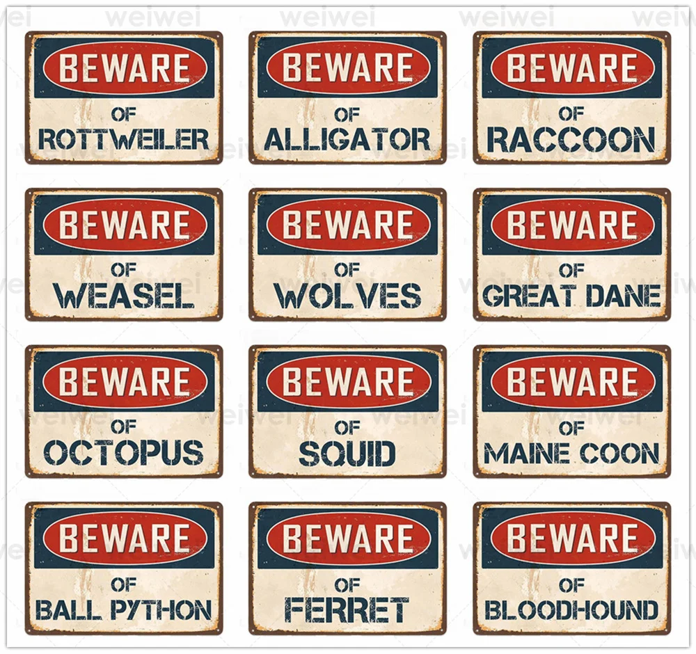 

Металлический плакат Остерегайтесь мастиффа вратавелера собаки паука Оловянное предупреждающее животное табличка клуба паба бара стена в...
