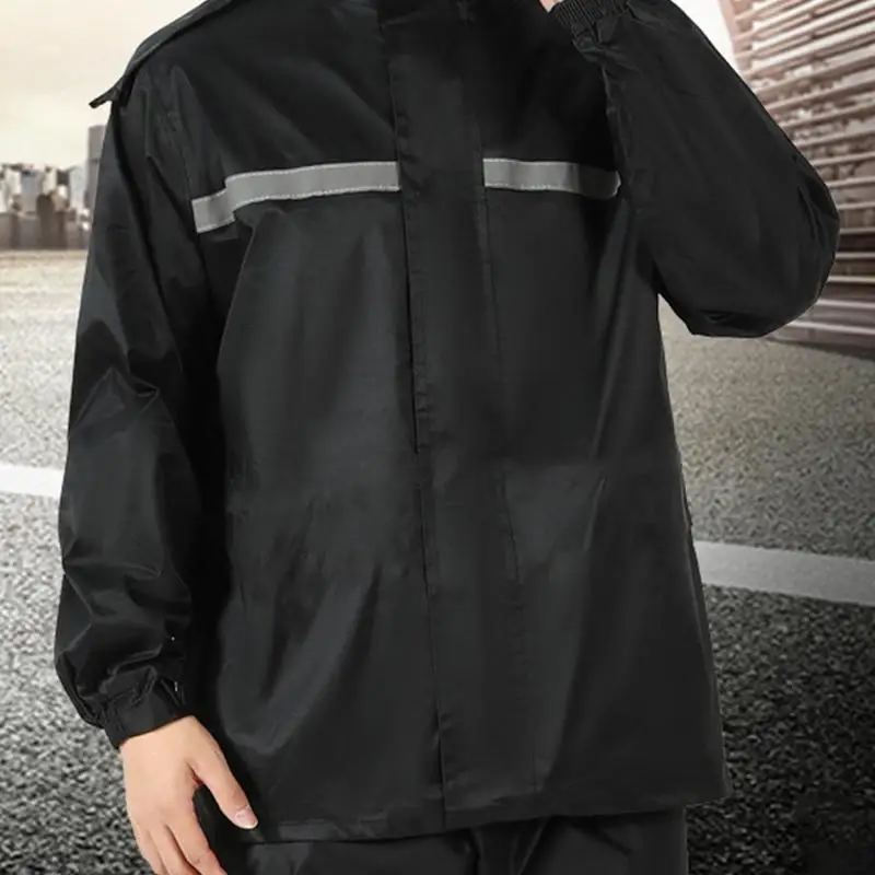 Motorcycle Rain Suit Waterproof Rain Suit Breathable Reflective Rainwear Hood Jacket And Pants For Adults