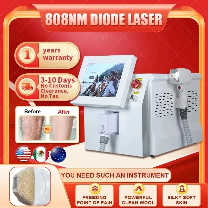 

808nm 755 1064 Diode Hair Removal Machine Alexandrit Permanent Removal Cooling Head Painless Epilator