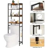 Over The Toilet Storage Rack, 4 Tier Bathroom Organizer Over Toilet, Freestanding Space Saver Toilet Stand with 2 Hooks, 5