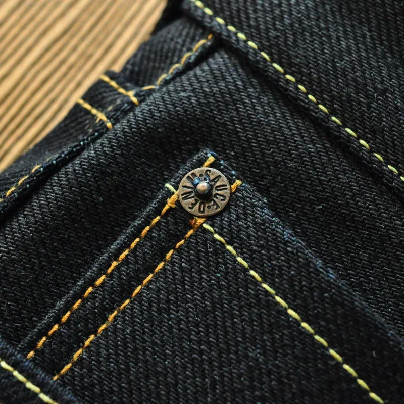 Saucezhan EX315XX-Forest Jeans for Men Selvedge Raw Denim Jeans Mens Jeans Vintage Jeans Men Double Staining Taper Fit 20.5 OZ 4