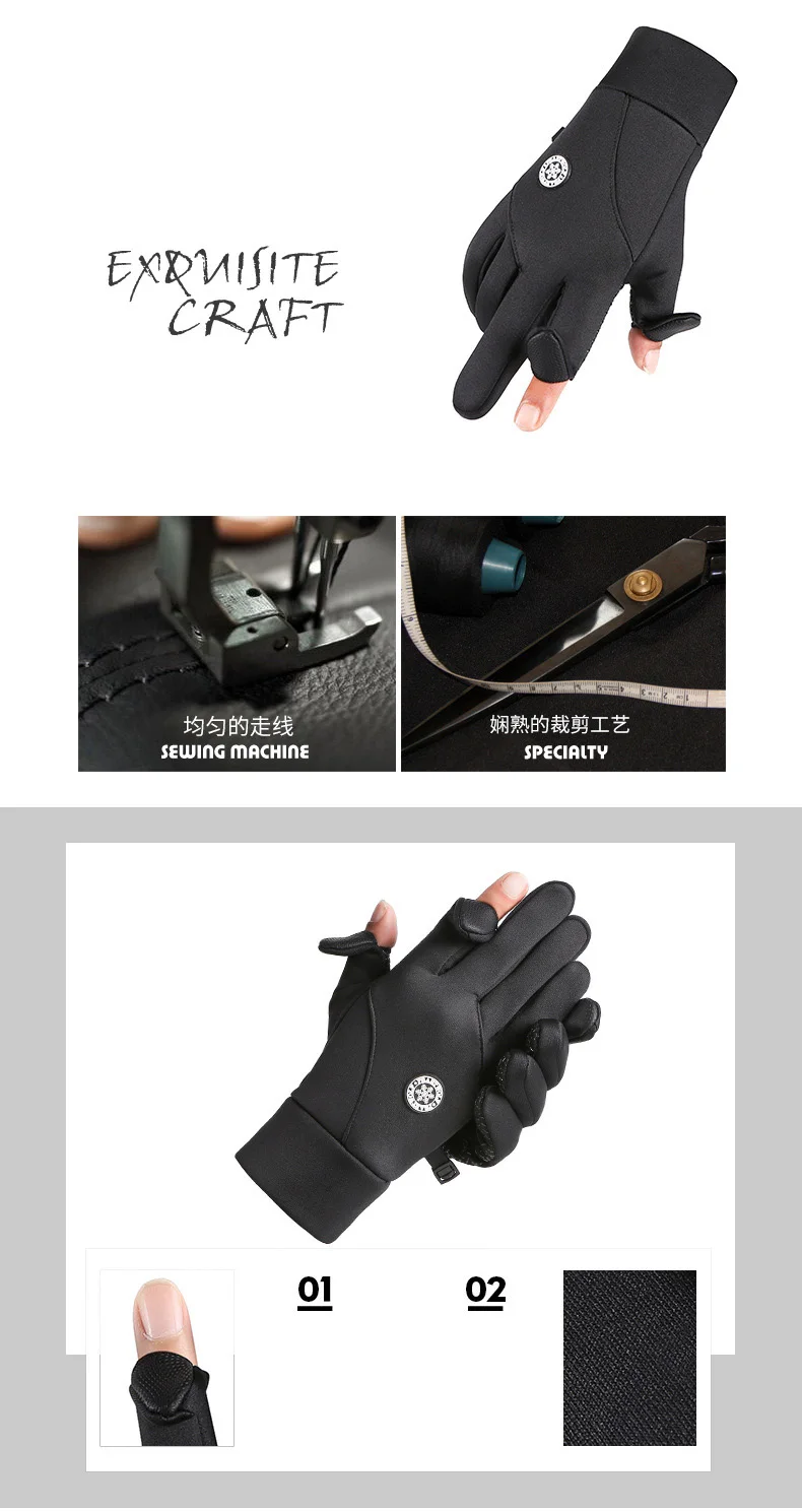 Winter Warm Gloves for Men Autumn Cycling Gloves Motorcycle Outdoor Sports Touch Screen Fleece Water-Repellent Non-slip Gloves