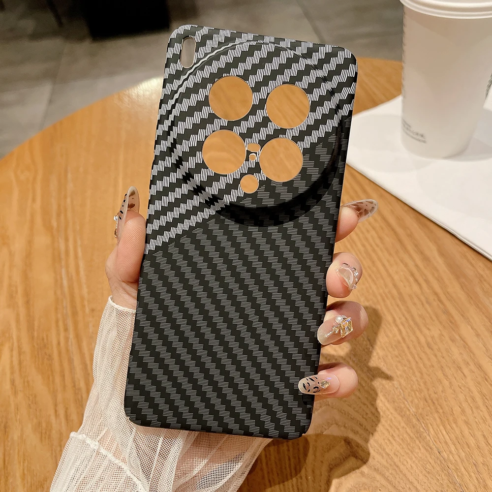 Slim Carbon Fiber Pattern PC Hard Case with Camera Protection, Durable Phone Cover