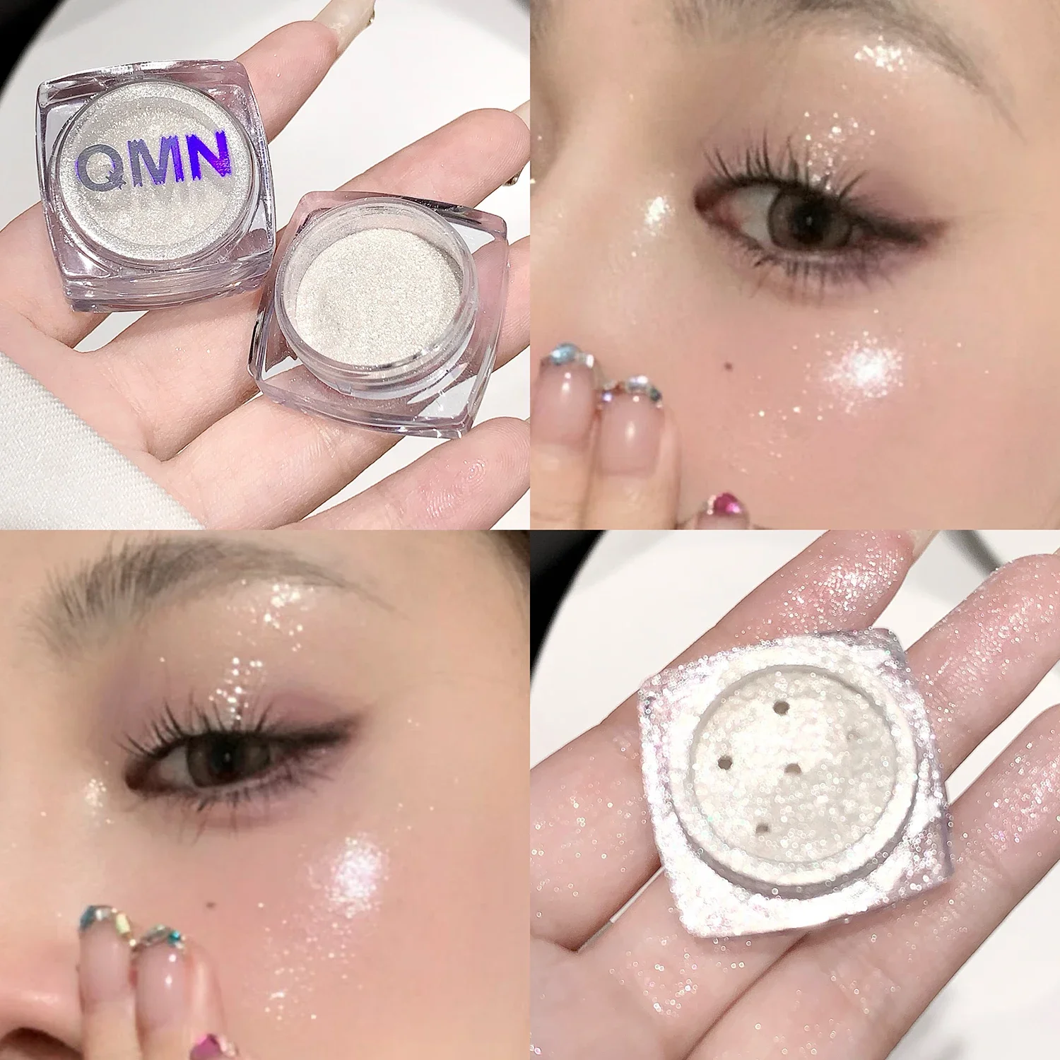 1PC Shimmer Fairy Powder White Pink Glitter Loose Highlighter Sparkling Powder Face Body Makeup Bronzer Illuminator Cosmetic 6