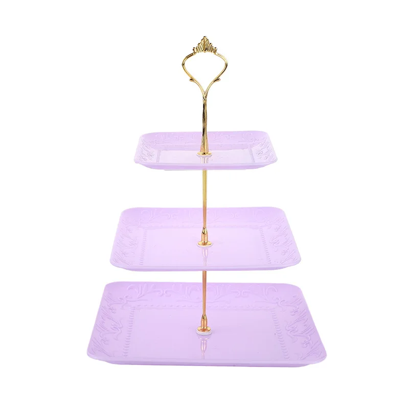 3 layer fruit plate wedding cake stand afternoon tea dessert table decoration plastic dry fruit plate Phnom Penh cake