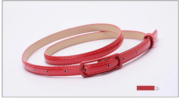 Thin Belt For Women Patent Leather Candy Colour Fashion Design_voghion.com