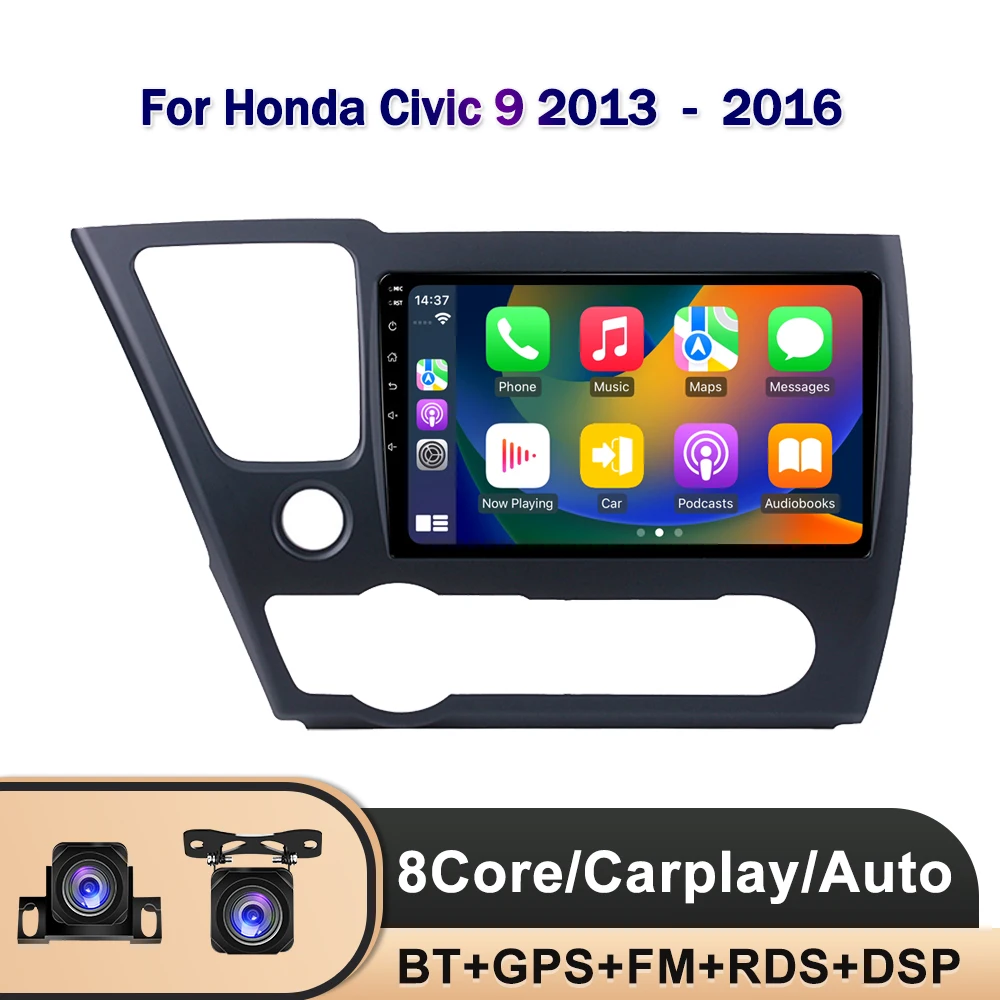 

Автомагнитола Carplay, Android 13, DSP, для Honda Civic 9, 2013, 2014, 2015, 2016, мультимедийный видеоплеер, навигация, GPS, стерео, Wi-Fi