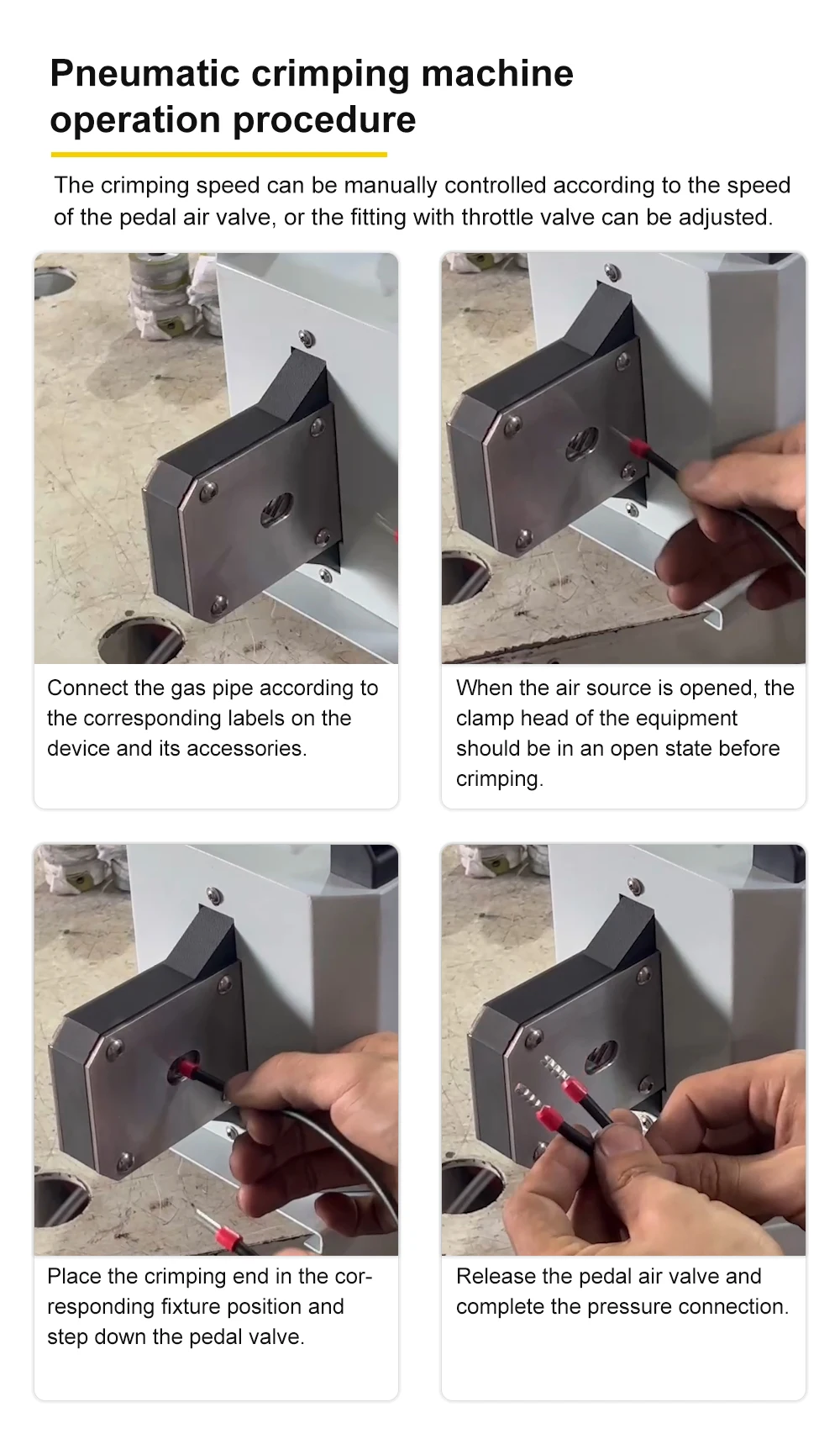 0.8-25mm² Pneumatic Tube Terminal Crimping Machine Insulated Terminal Cold Crimping Clamp Quadrilateral Crimping Machine
