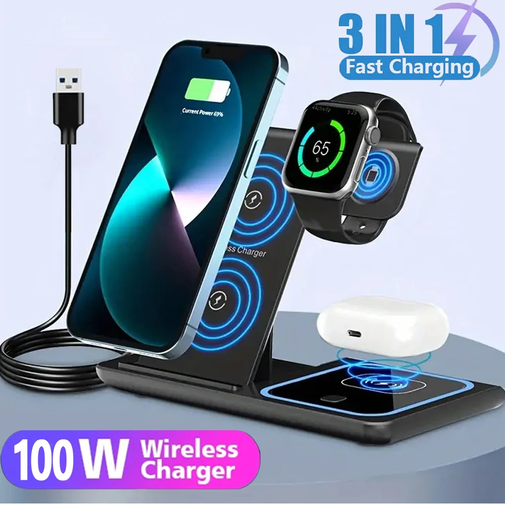 30W LED Fast Wireless Charger Stand in Foldable Charging