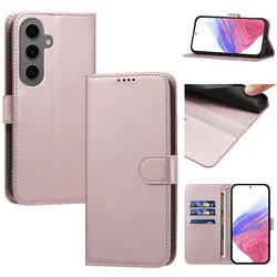 Luxury Leather Wallet Phone Case with Shockproof Bumper and Card Slots for Cubot X70 (Rose Gold)