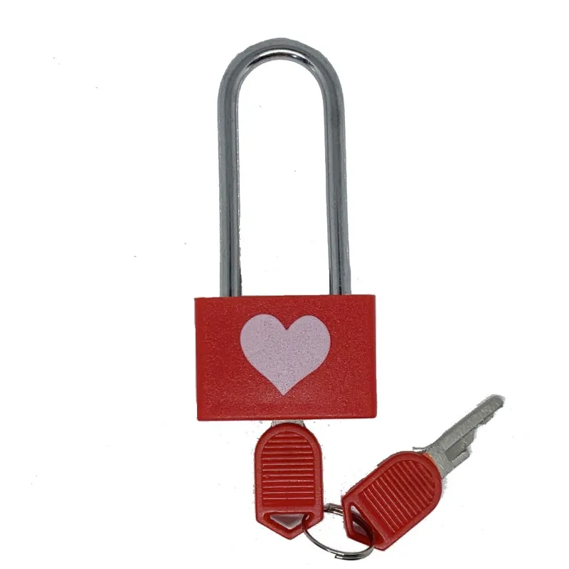 Poartable Heart-shaped Lock Key Set Blessing Hardware Padlock Kit Traveling  Multi Functional Lock