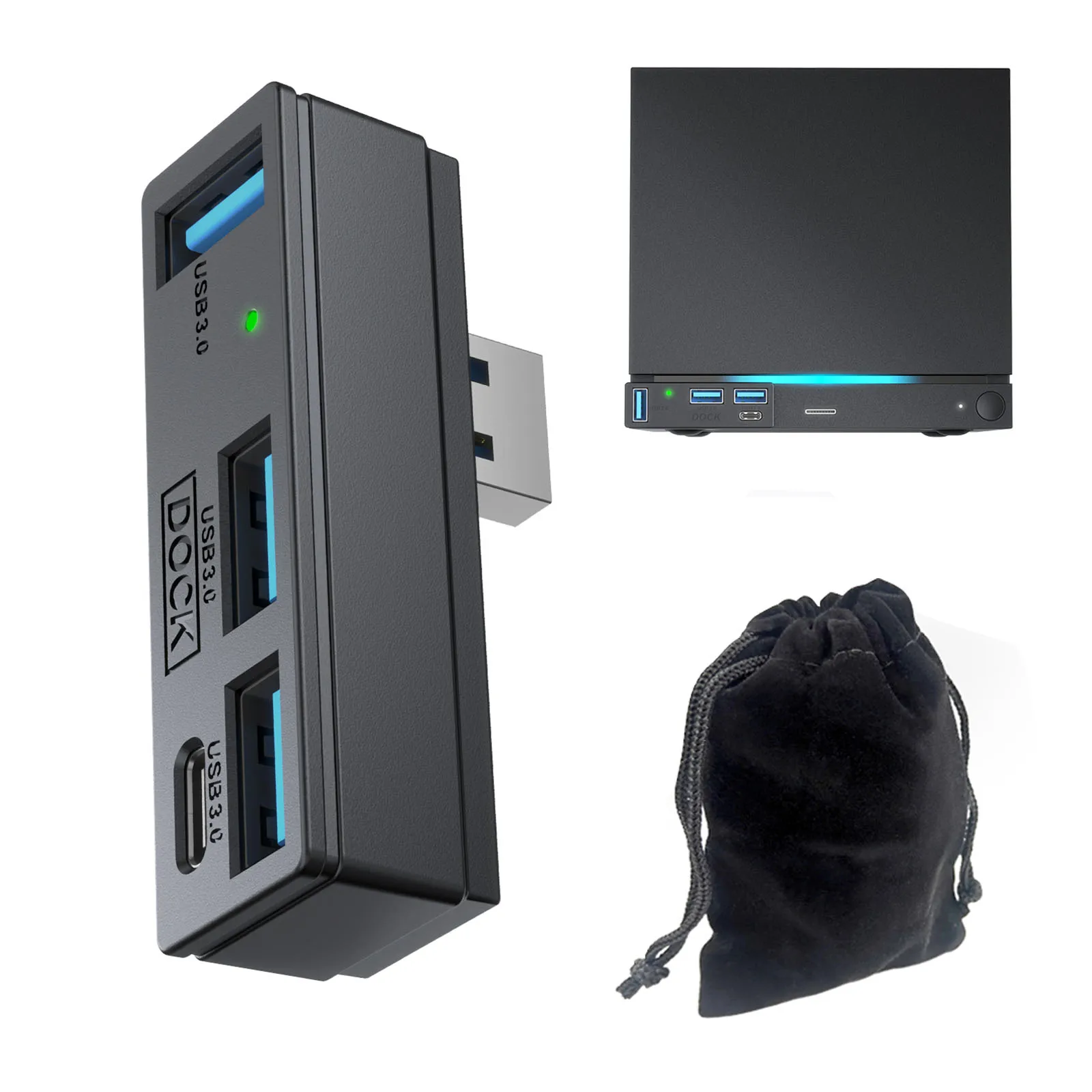 스팀 머신, 플레이스테이션 5, PC, 노트북용 4 in 1 멀티 플랫폼 확장기, 휴대용 허브, 5Gbps, 플러그 앤 플레이, 표시등 및 파우치 포함