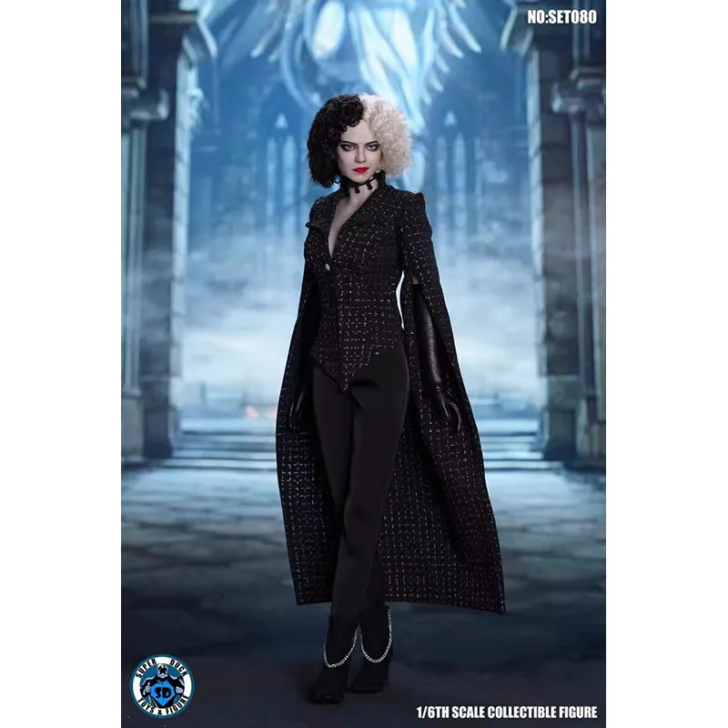 

In Stock Original SUPER DUCK SET080 1/6 Cruella Emma Stone Head Sculpt Costume Cane Accessory Female Soldier Action Model Toys