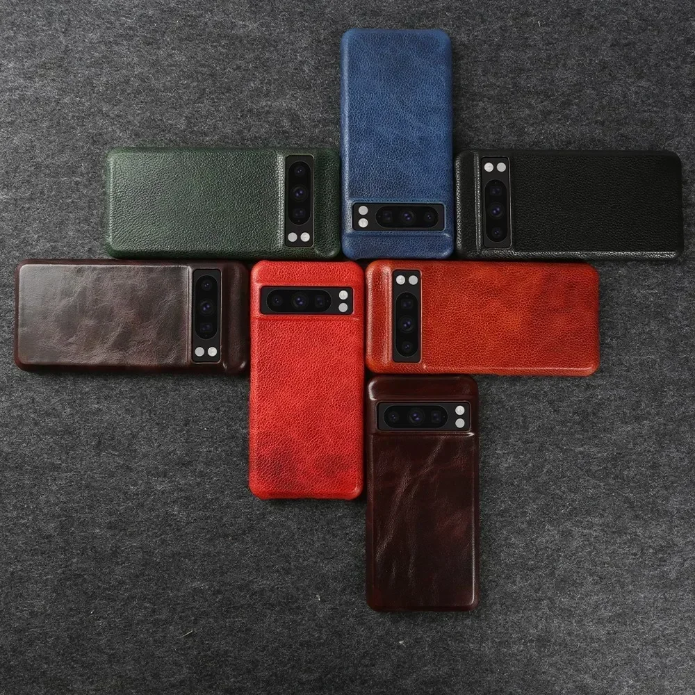 Premium Cowhide Leather Phone Cover - Durable Back Shell Protection