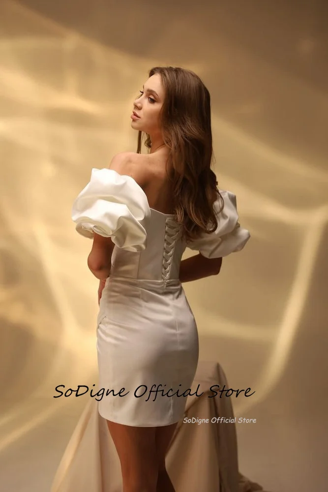 SoDigne Satin Mermaid Short Wedding Dresses Sweetheart Puffy Sleeves Bridal Dress Beach Wedding Gown Customized Robe De Mairee 11 Sc775180a39304f7f9a3902dfce0793f85