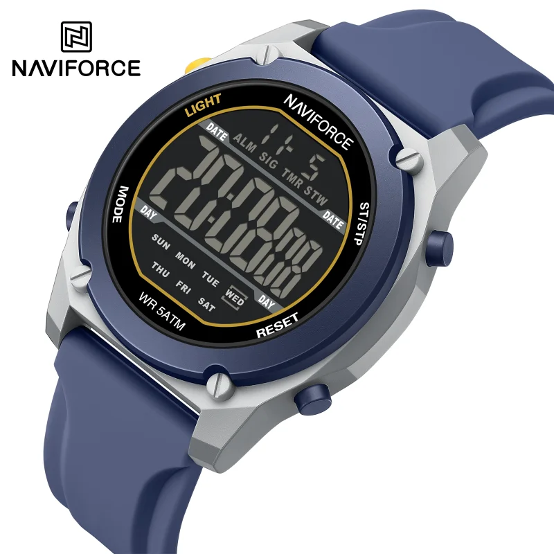 NAVIFORCE Sport Watch with Night Light & Calendar - Waterproof, Shockproof, Silicone Strap Men's Fashion Timepiece