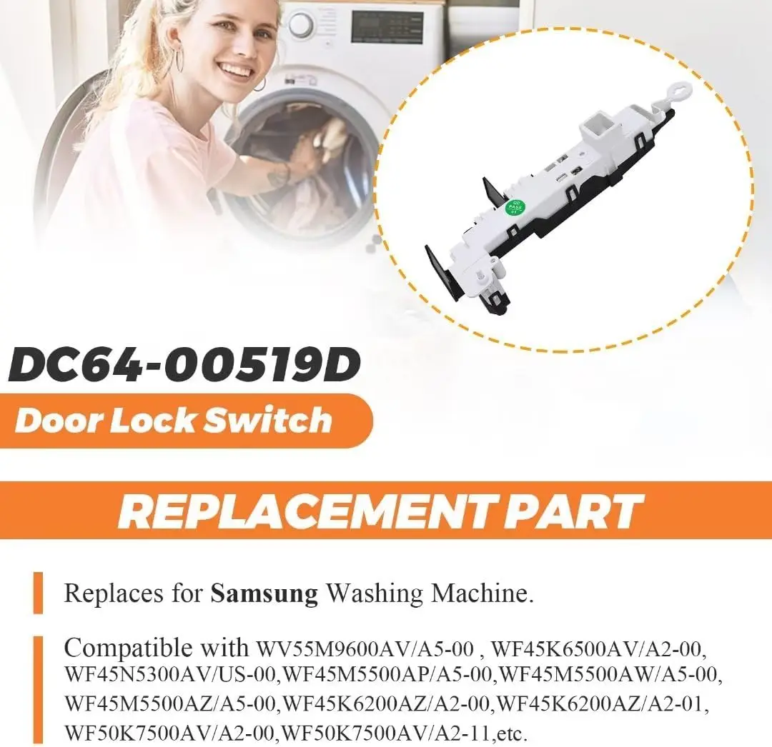 DC64-00519D Washer Door Lock Switch Replacement Fit for Samsung washer, Replace DC97-16899A 4545806 AP6027082 PS11762120
