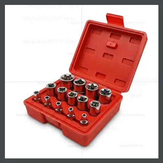 Juego de llaves de vaso Torx E4-E24 para reparación automotriz, juego de llaves de vaso Torx externas con estuche, 14 piezas