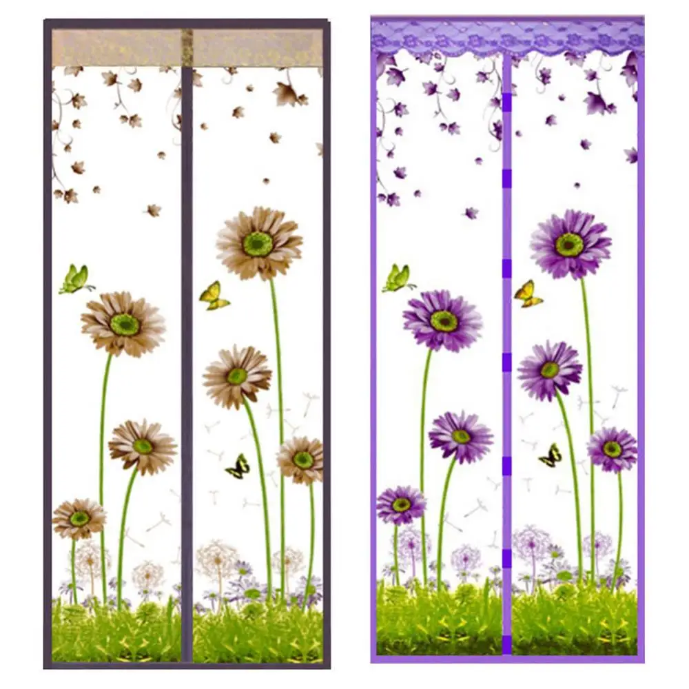 Flower Butterfly Summer Magnetic Window Door Anti Mosquito Bug Mesh Net Curtain