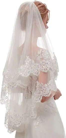 New Sequins Bridal Veil Bachelorette Party Decorations Bride To Be Gift Bridal Shower Wedding Two Layers Veils