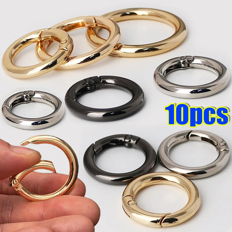 

10pcs Metal O Ring Spring Clasps Openable Round Carabiner Keychain Bag Clips Hook Dog Chain Buckles Connector For DIY Jewelry