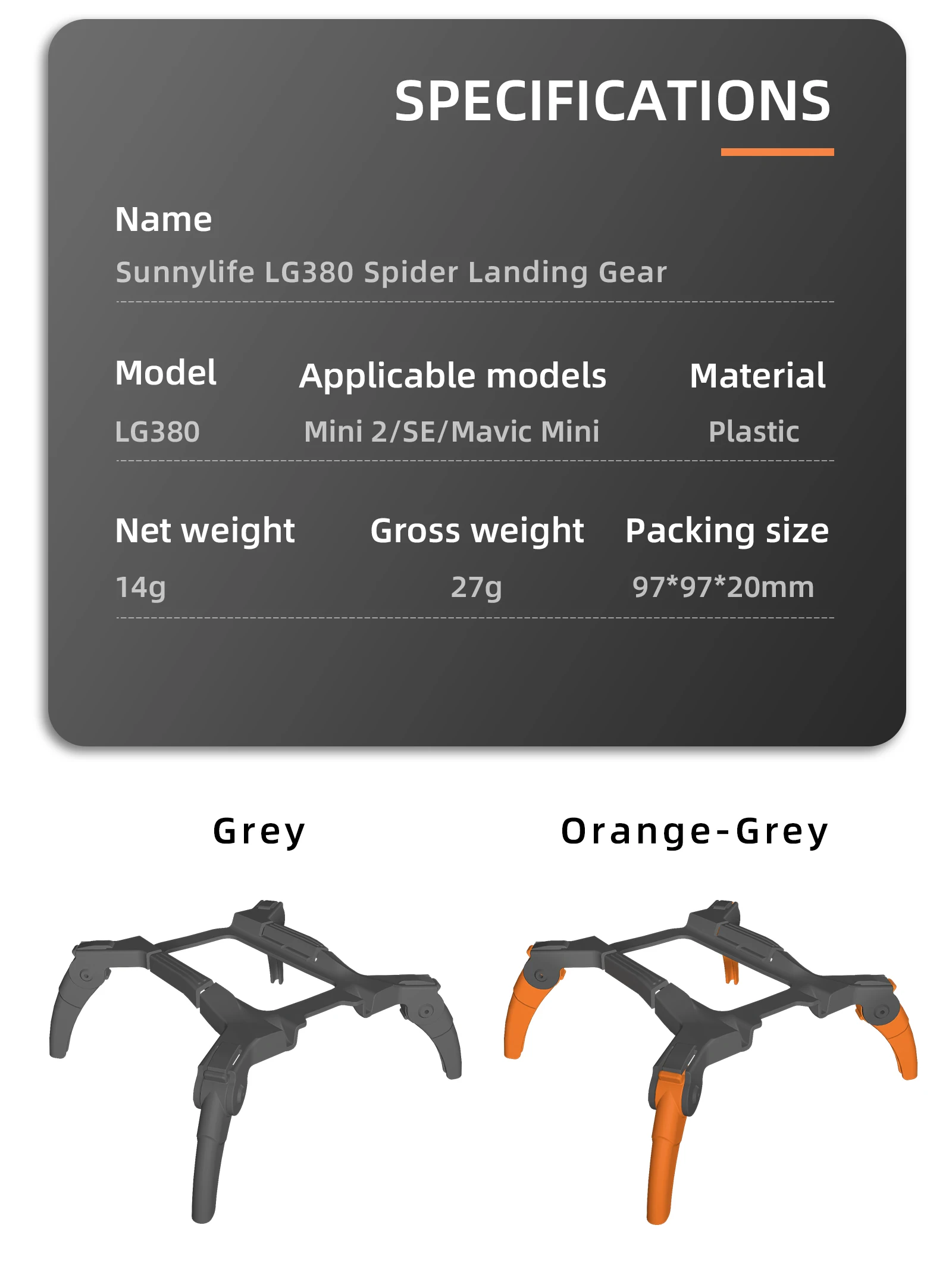 Description Picture 3 of itemLanding Gear for Mavic Mini 2/SE Mini 4K Height Extended Leg Protector Quick Release Feet Extensions for DJI Drone Accessory