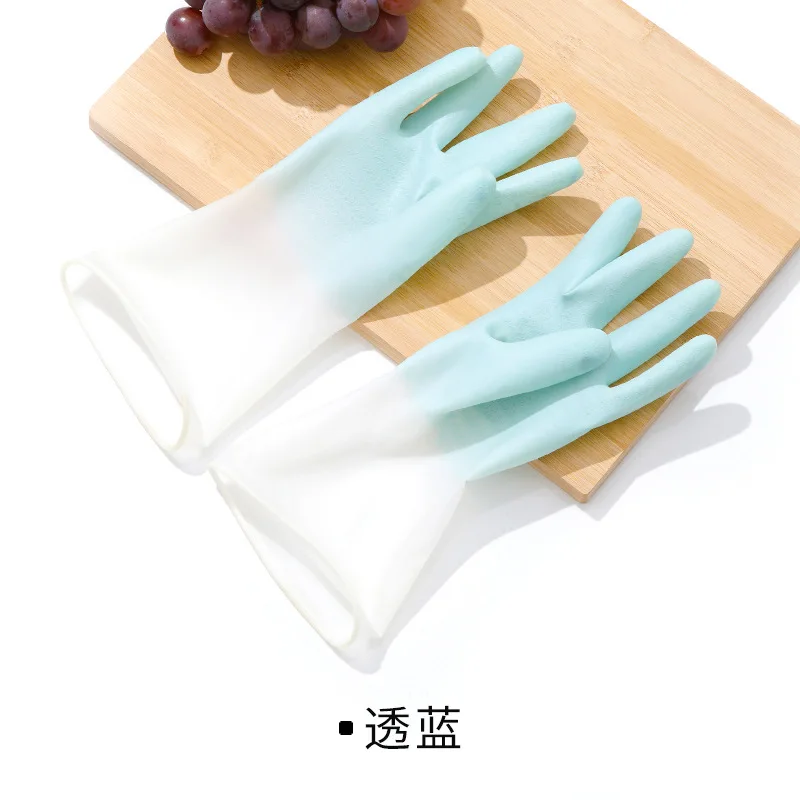 Guantes de goma para lavar platos para mujer, manoplas de látex, impermeables, finas, para el hogar, cepillo, cuenco, #2723