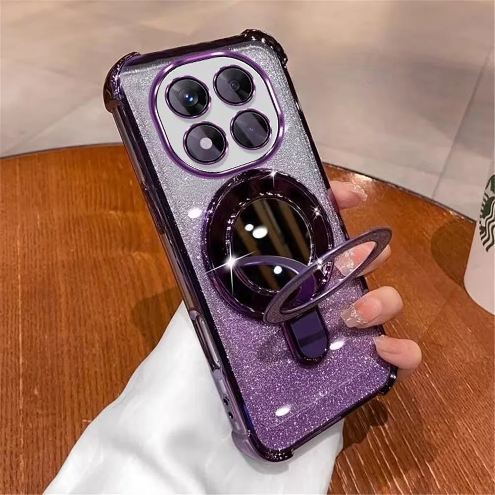 Luxury Plating Glitter Mirror Holder Shockproof Silicone Phone Case