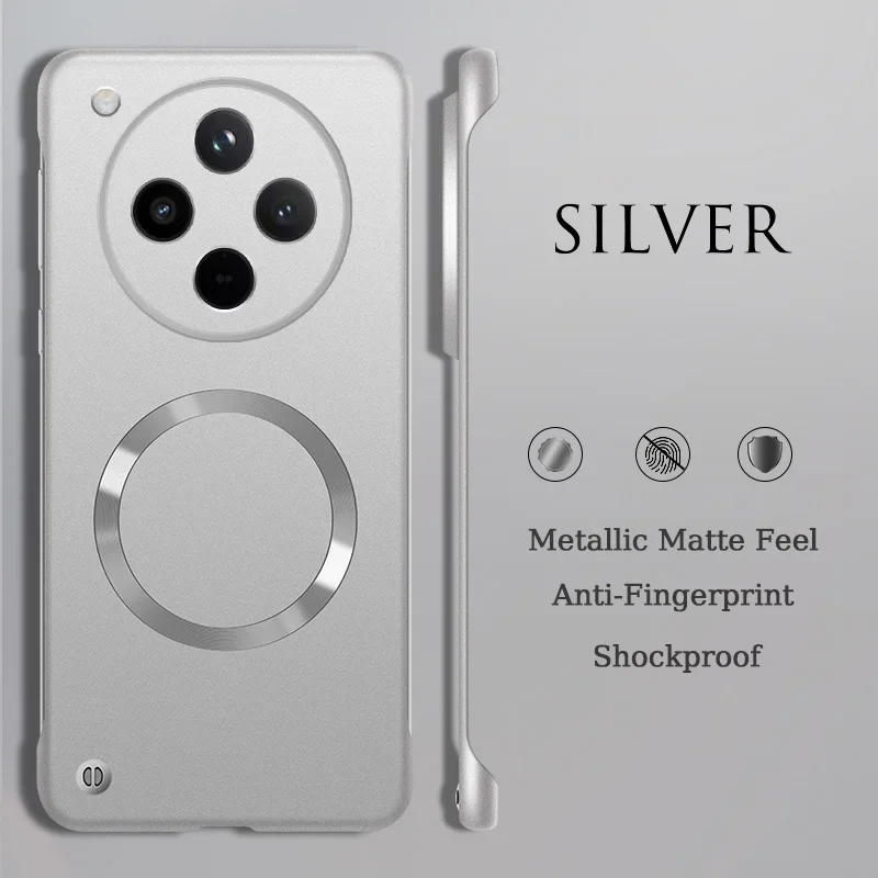 Matte Thin Metallic Paint Frameless Case with Metal Ring and Anti-Fingerprint Hard Shell