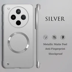 Matte Thin Metallic Paint Frameless Case with Metal Ring and Anti-Fingerprint Hard Shell for Find X7 (Silver)