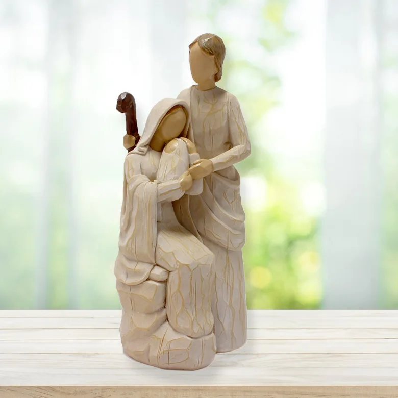 Description Picture 3 of itemResin Nativity Statue Holy Family Jesus Our Lady of Mary Figurine Catholic Birth of Christ Manger Group Christmas Decoration