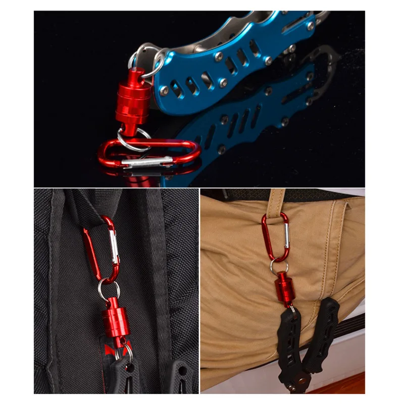 Fishing Accessories Magnetic Net Release Holder Aluminum Alloy Strong Magnet Carabine Buckle Anti-Drop Rope Trolling Tools