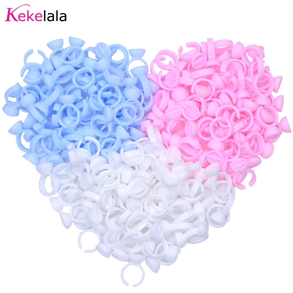 Kekelala 속눈썹 익스텐션 흰색 플라스틱 글루 링 컵, 마이크로 블레이딩 안료 거치대 메이크업 미용 도구 공급 업체, 100 개 