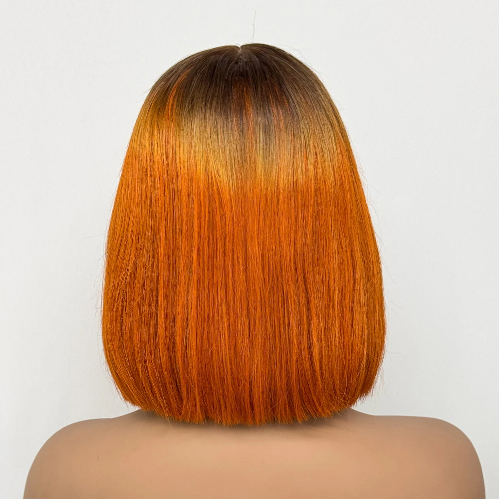 Double Drawn Bone Straight 100% Human Hair Wig 2x6 Lace Closure Colored 250% Density Short Bob Remy Hair Wigs for Black Women