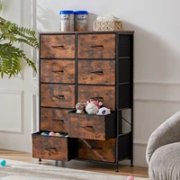 JHK Bedside Table For Bedroom With 10 Fabric Drawers Wardrobe Steel Frame Closet For Storage Cabinet Living Room Of Furniture 1
