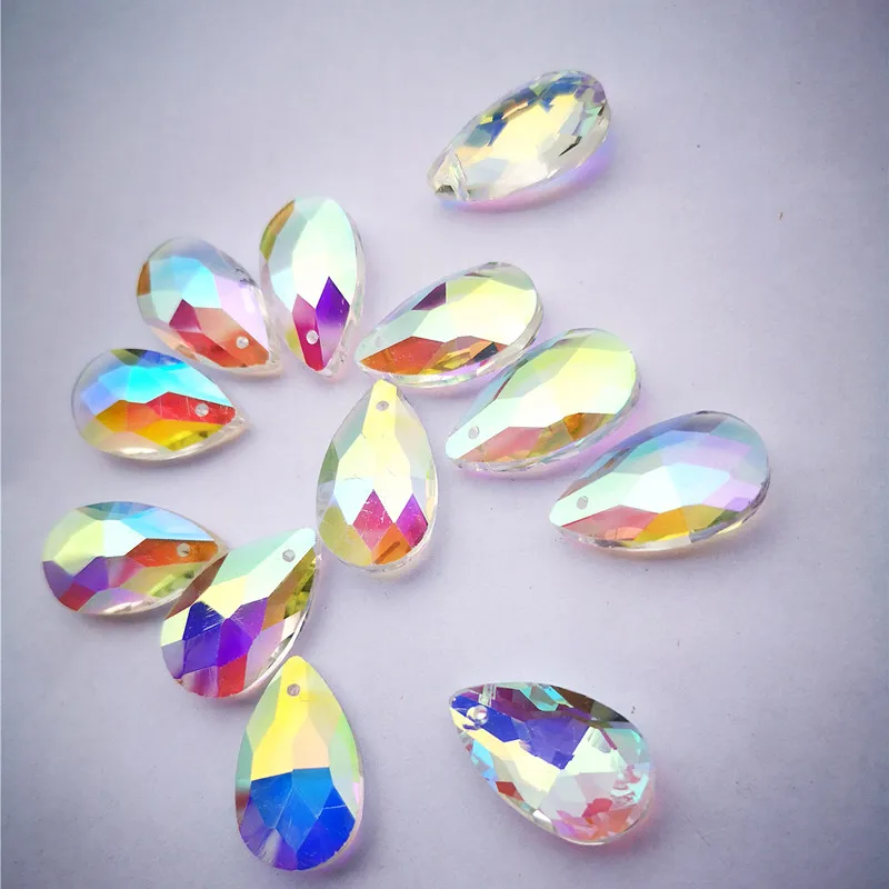 Clear AB K9 Crystal Chandelier Ornment 22MM Prism Light Blue K9 Crystal Lighting Accessory Sun Catcher Christmas Tree Decoration