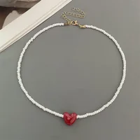 Collier ras du cou court en forme de cœur pour femmes, couleur tendance, fait à la main, couleur bonbon, bijoux en forme de cœur d'amour, nouvelle collection 4