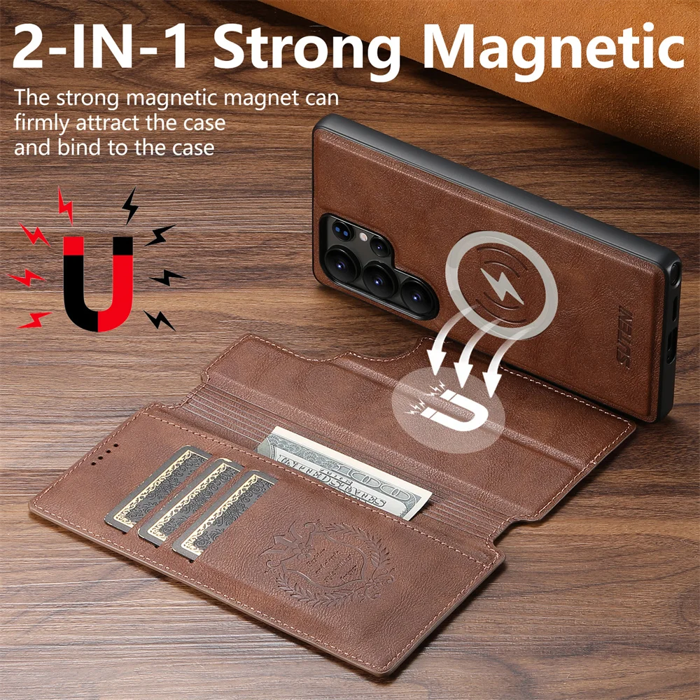 Detachable Magnetic Wallet Card Holder Leather Phone Case - Premium Flip Protective Cover