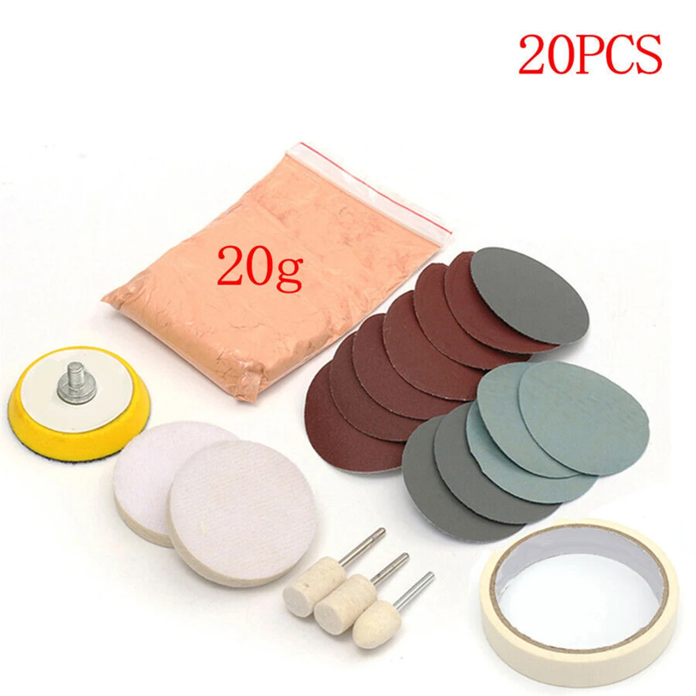 

20pcs Car Deep Scratch Remover Repair Glass Polishing Kit Wool Polish Pad For Casement Mirrors Tabletops Windshields