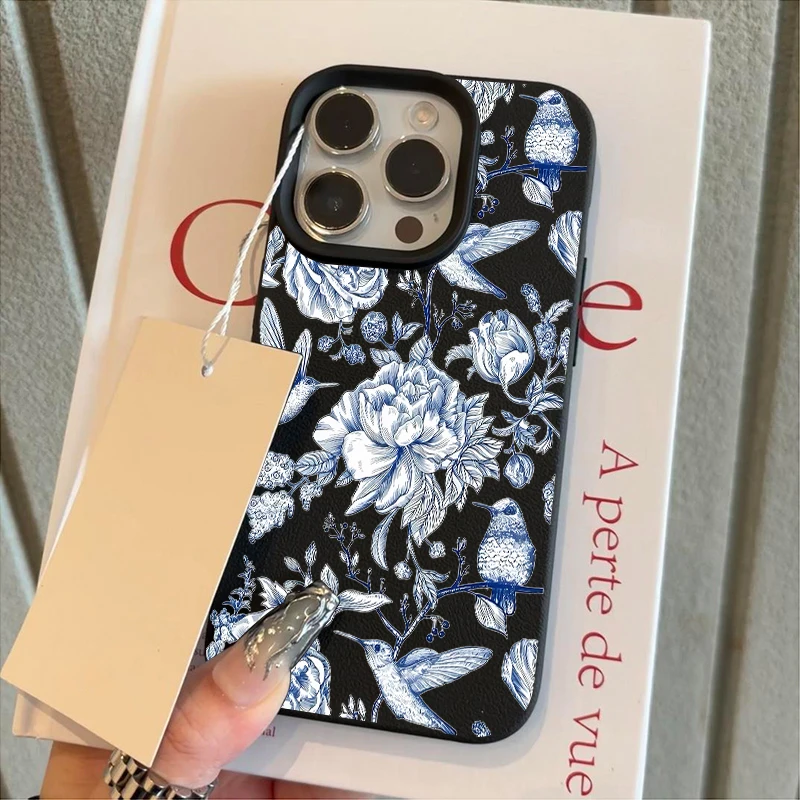 Blue Bird Flowers Pattern Design Soft Phone Case Cover