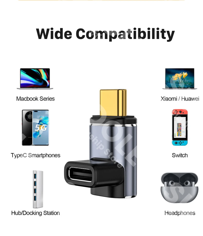 Elbow USB4.0 Thunderbolt3 40Gbps Magnetic Adapter USB C to C 100W Fast Charging Magnet Converter Cable 8K@60Hz USB TypeC Adapter