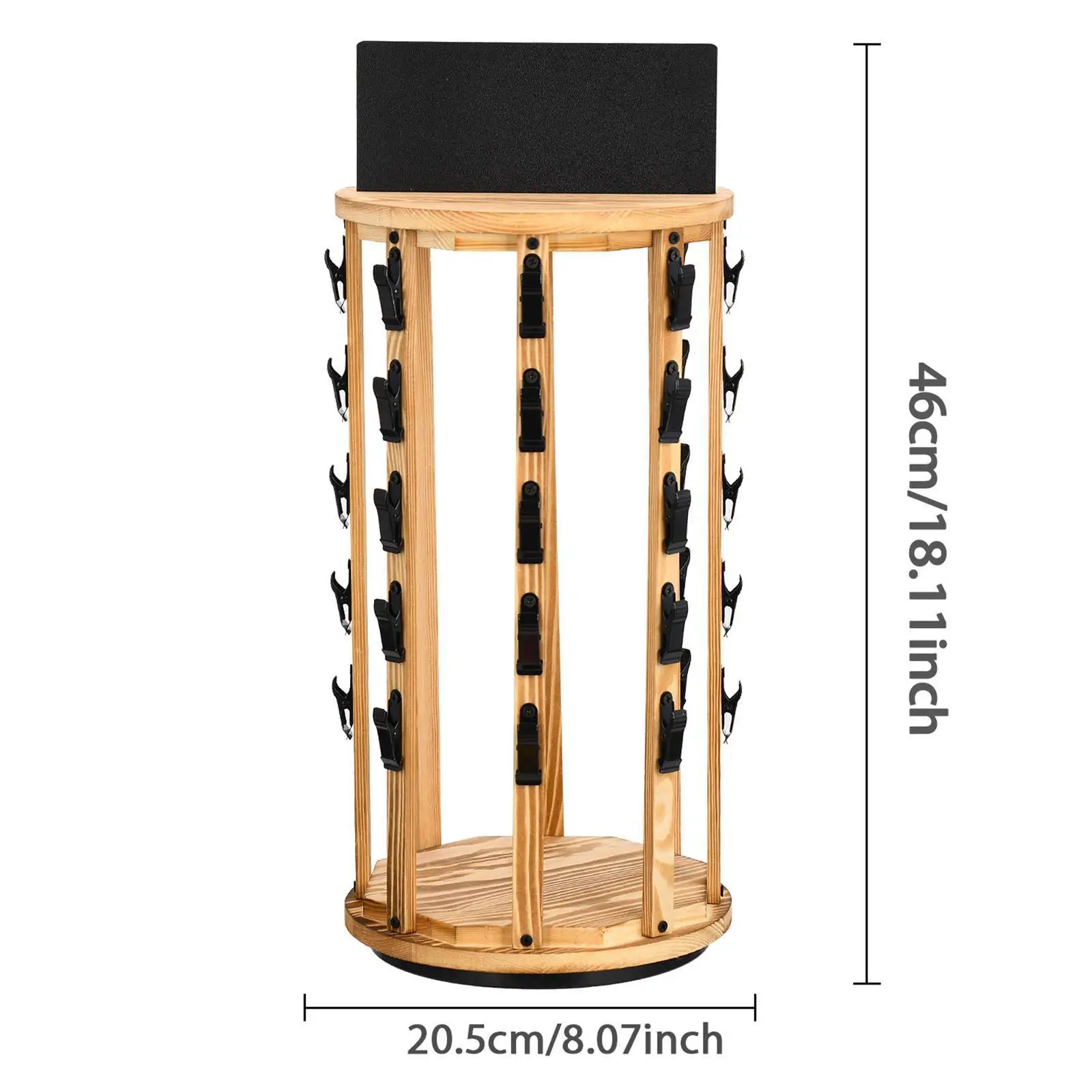 Chip Rack Display Stand 360° Rotating 40 Clips Candy Display Wooden Base 5 Tiers Snack Organizer for Party Office Desk Pantry 6