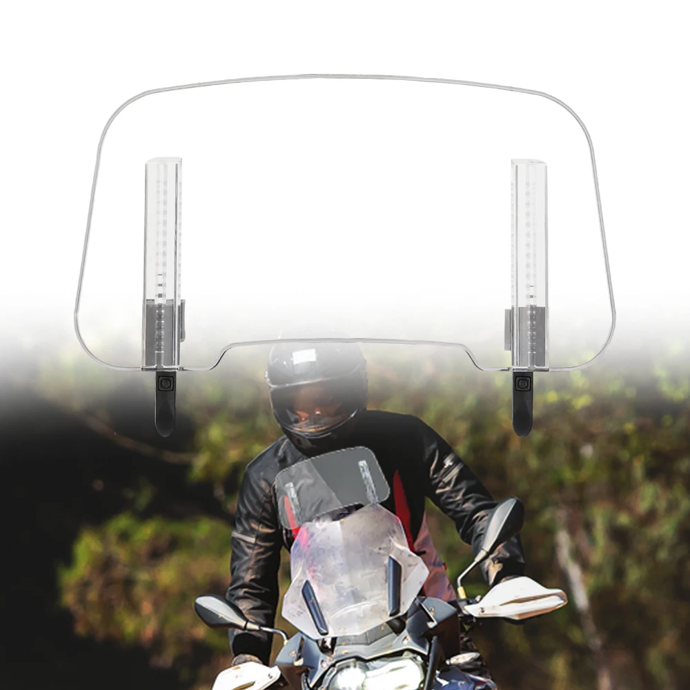 Motorcycle Windshield, Adjustable Clip On Windscreen Wind Deflector Extension Accessories, Tawny - View #2
