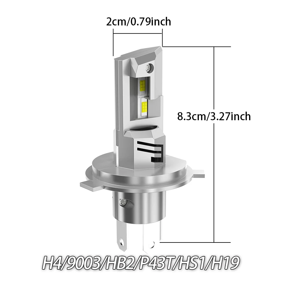60W/2PCS 60000LM H4 H19 LED Headlight Bulbs w/ Fan Car Headlamps 9003 HB2 P43T HS1 Hi/Lo Beam 6000K 12V
