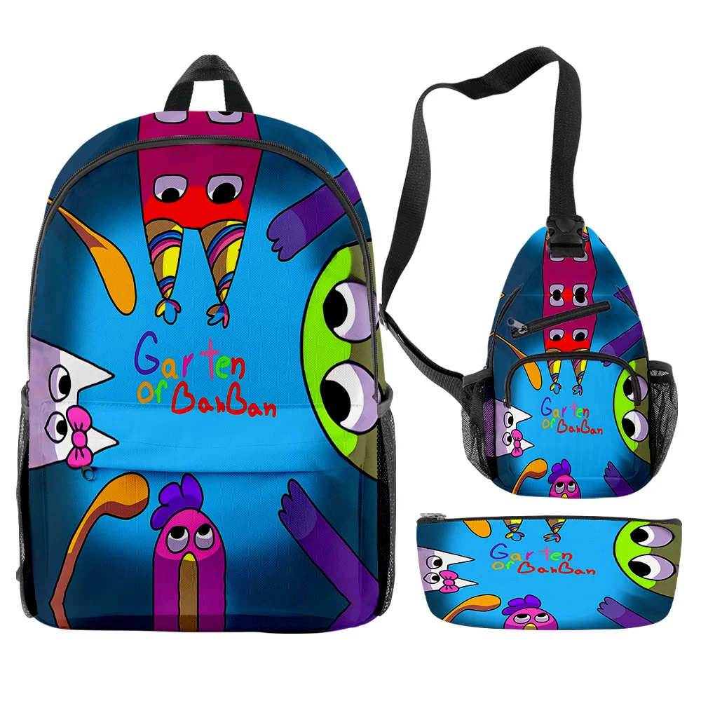 

Funny Garten of Banban 3pcs/Set Backpack 3D Print Bookbag Laptop Daypack Backpacks Chest Bags Pencil Case